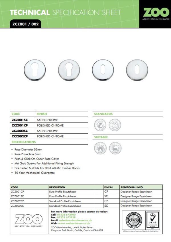 Zoo Hardware Standard profile escutcheon 52mm rose dia - Image 2