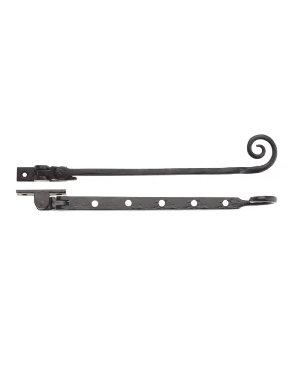 Zoo Hardware Foxcote Foundries Curly Tail Casement Stays  12 Inch, Black Antique