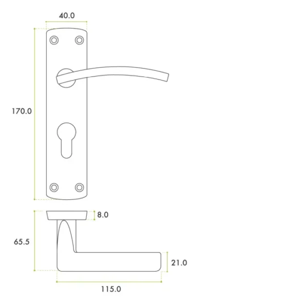 Zoo Hardware ZPA031EP-CP Toledo Door Handle on Euro Backplate Polished Chrome - Image 3
