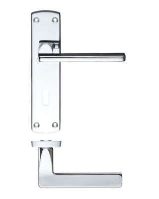 Zoo Hardware Stanza Leon Contract Door Handles On Backplate, Polished Chrome (Sold In Pairs)