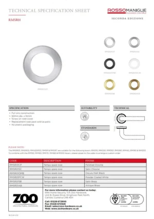 Spare Tempo Lever Round Rose Pack