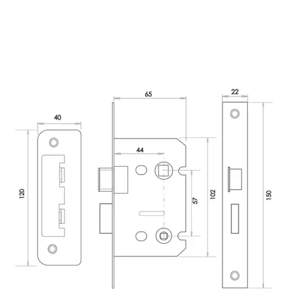 Bathroom locks with Square Forend & Radiused Strike Plate