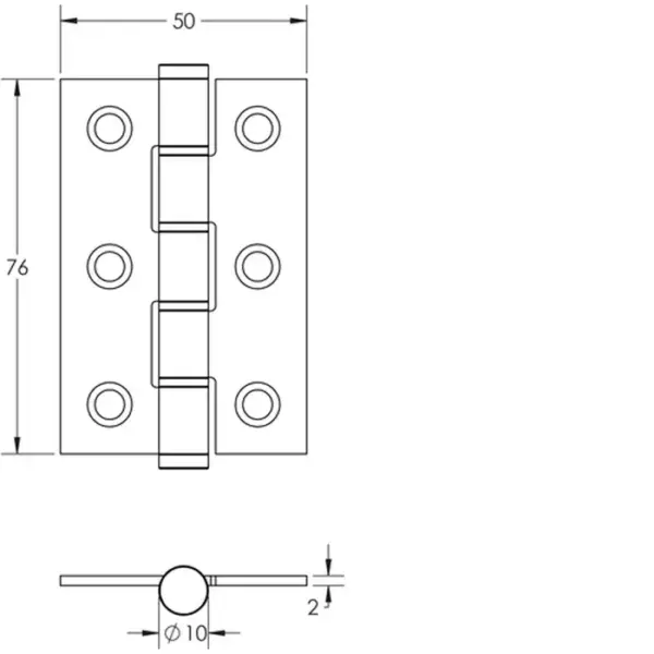 Stainless Steel Grade 7 SS Washered Hinges 76x50mm