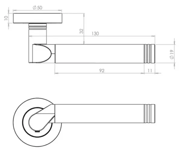 Octavia Door Handle on Rose Polished Brass Satin Chrome
