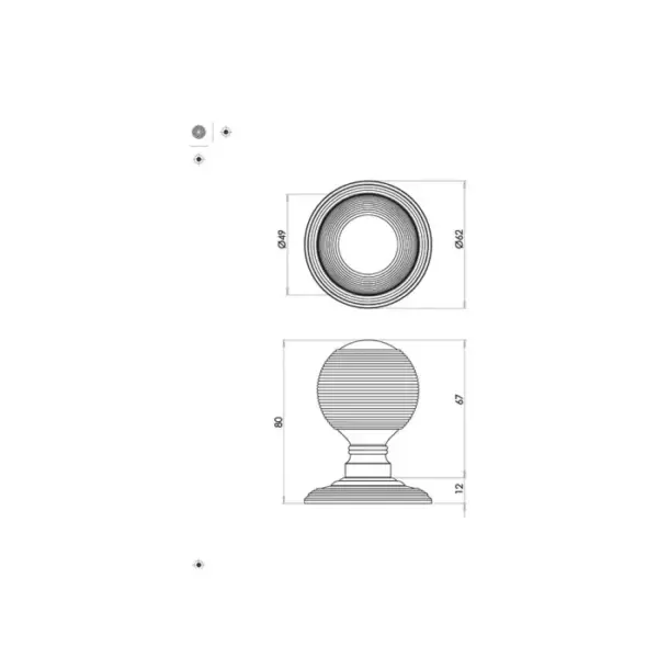 Reeded Door Knobs 53mm
