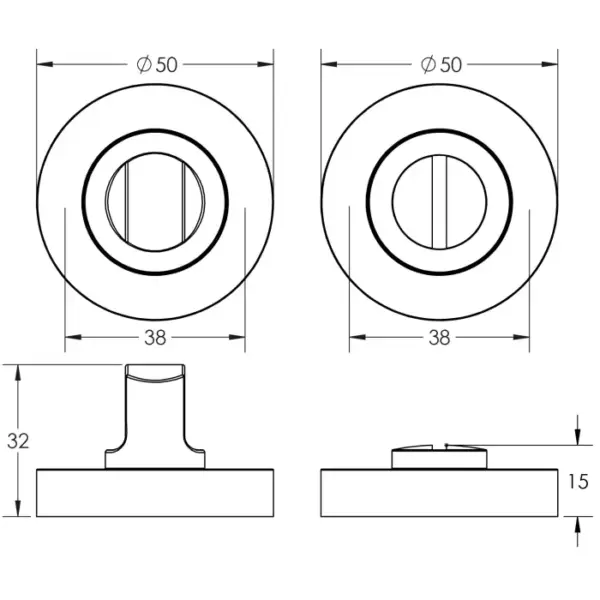 Designer Turns & Releases 50mm Round Rose no Indicator