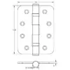 Grade 11 Radiused Steel Ball Bearing Hinges 102x76mm