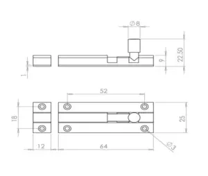 Aluminium Straight Barrel Door Bolts