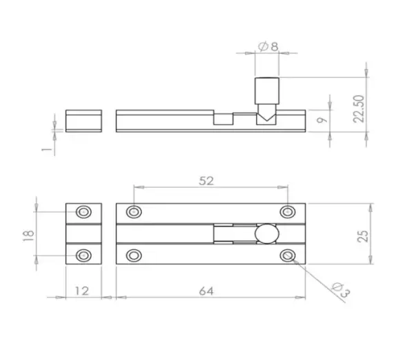 Aluminium Straight Barrel Door Bolts