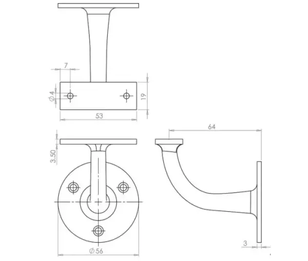 Solid Brass Handrail Brackets