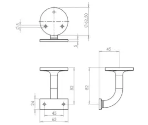 Aluminium Hand Rail Brackets
