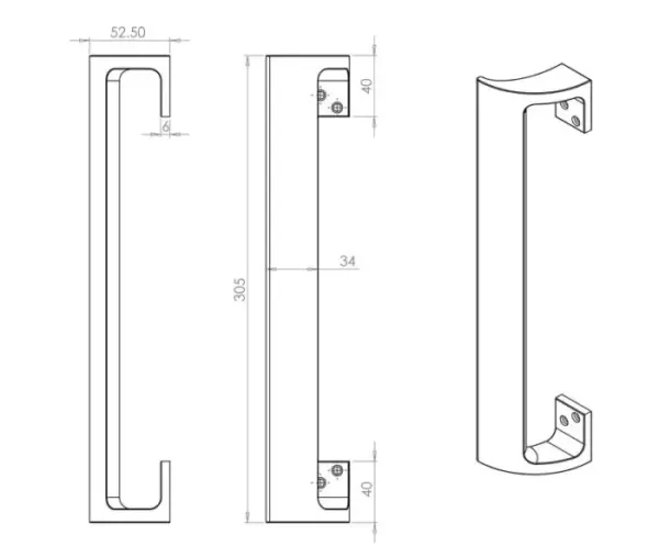 Aluminium Cranked Pull Handles