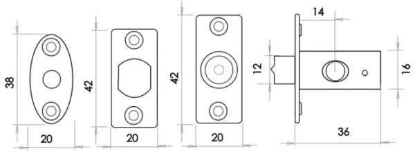 Mortice Rackbolt 36mm