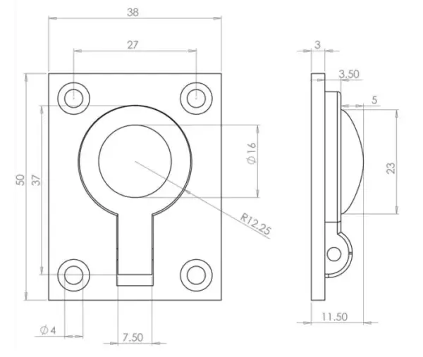 38x50mm Flush Rings