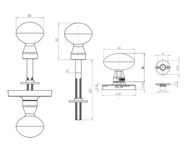 Oval Small Door Knobs