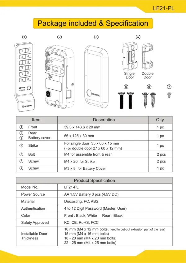 EUROART EALF21-PL Smart Digital Lock for Cabinet & Lockers