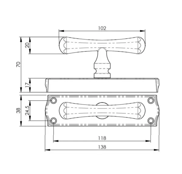 Tiffany T Knob Espagnolette Bolt - Image 2
