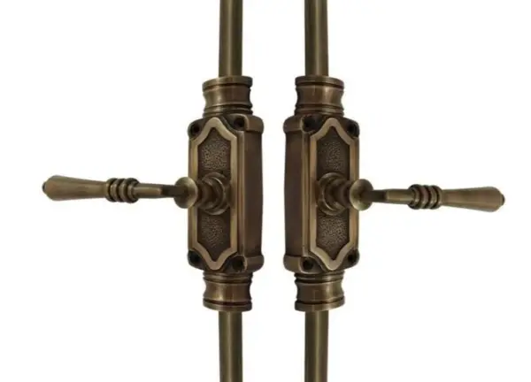 Antique Brass Lever Handle Door Brass Espagnolette Bolt - Image 3