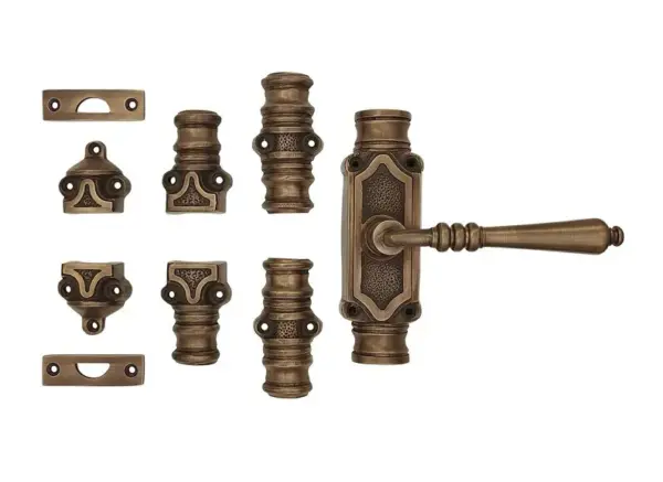 Antique Brass Lever Handle Door Brass Espagnolette Bolt - Image 2